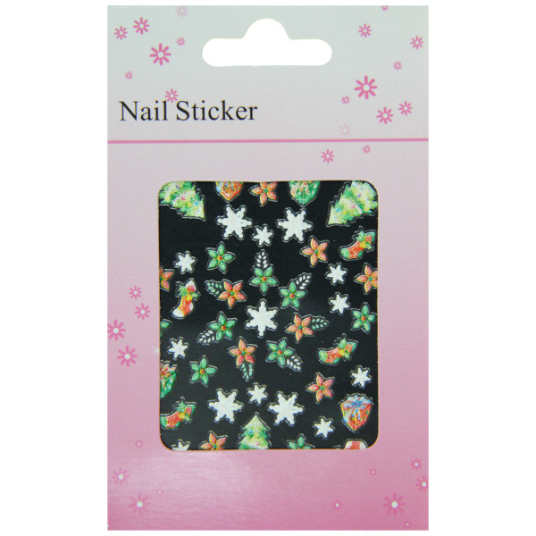 Pochette de stickers d'ongles flocons et fleurs joyeux noël
